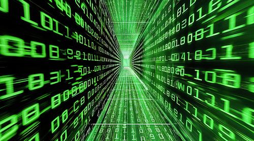 Gegevensstroom in de cyberspace tunnel