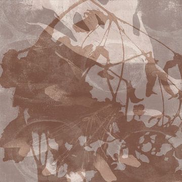 Botanical abstract art in brown, taupe and white by Abstract Minimalist Art