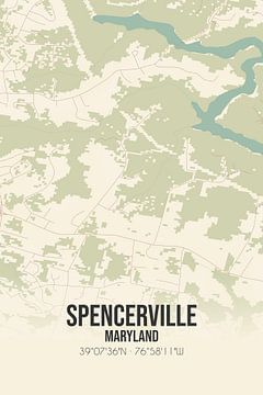 Vintage landkaart van Spencerville (Maryland), USA. van MijnStadsPoster