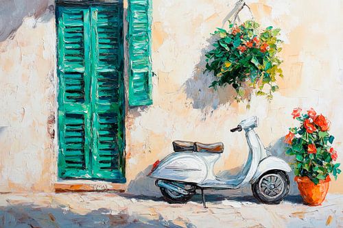 Vespa en bloemen