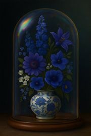 Blumen unter Glasglocke - Nachtblau von Studio Juna