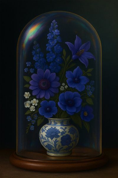 Flowers under bell jar - Night blue by Studio Juna