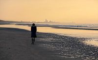 Einsamer Wanderer am Strand von Mieneke Andeweg-van Rijn Miniaturansicht