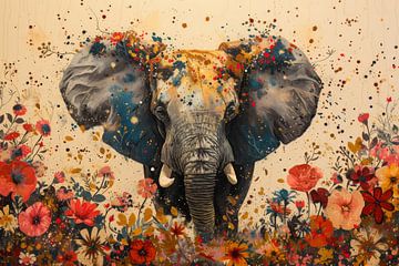 Elephant Oasis - Beauté fleurie sur Eva Lee