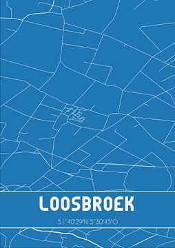 Blauwdruk | Landkaart | Loosbroek (Noord-Brabant) van MijnStadsPoster