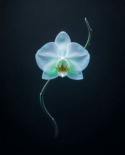 Cyber Orchid Wall Art | Futuristic Botanical Flower Print | Luxury Biophilic Home Decor