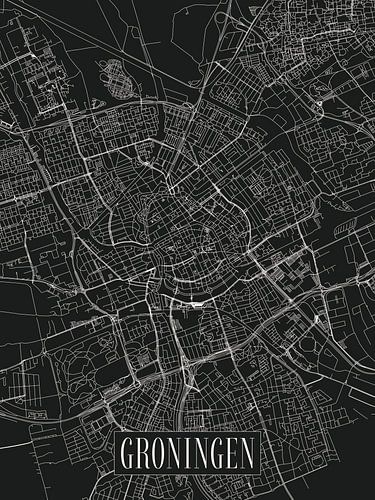 Stadskaart Groningen - Stad - Donkere variant - Groningen Plattegrond