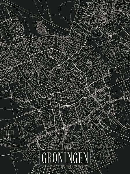Stadtplan Groningen - Stadt - Dunkle Variante - Groningen Karte von Locus Studio