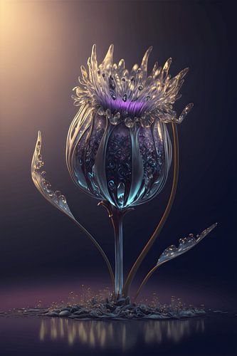 Still life of a flower made of ice