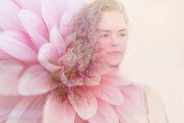 My inner blossom (romantic adaptation of a dahlia and a portrait of a young woman)