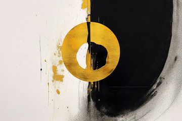 Abstract moderne kunst met goud en zwart van Digitale Schilderijen
