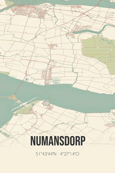 Alte Karte von Numansdorp (Südholland) von Ortsdrucke