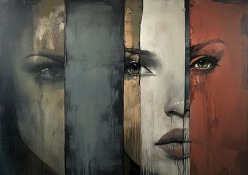 Vrouwenportret | Eyes Across the Spectrum van Abstract Schilderij