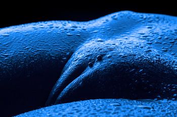 erotischer, weiblicher Akt in blau