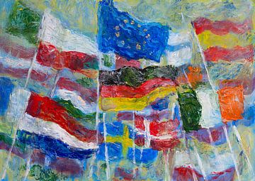 Feestelijke vlaggen Europa. van Paul Nieuwendijk