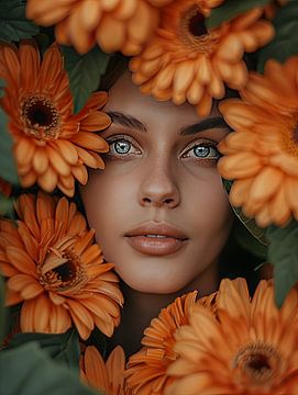fantasy portrait woman with flowers by Egon Zitter