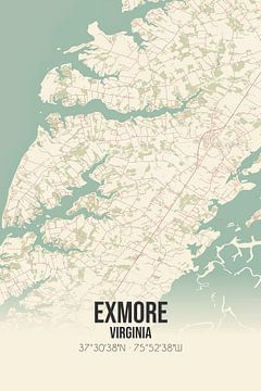 Carte d'époque d'Exmore (Virginie), USA. sur Rezona