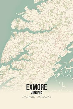 Vintage landkaart van Exmore (Virginia), USA. van Stad & Wand