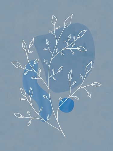 Minimalistische illustratie in wit en blauw