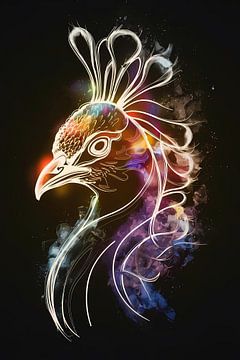 Abstrakter kosmischer Vogel in Farbe von De Muurdecoratie