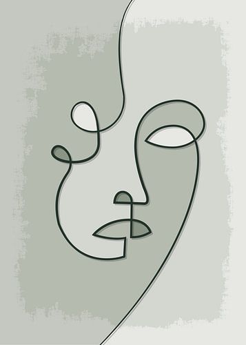 Portrait/tracé de ligne gris/vert