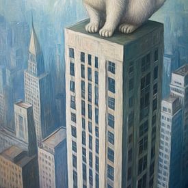 Eine Katze auf einem Wolkenkratzer von Jutta Maria Pusl