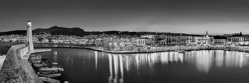 Rethymnon op Kreta in Griekenland. Zwart-witfoto.