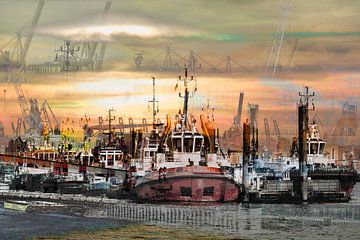 Tugboat in the sunset by Karsten Jordan