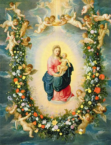 Brueghel and Balen,De Madonna en het kind in een bloemenkrans