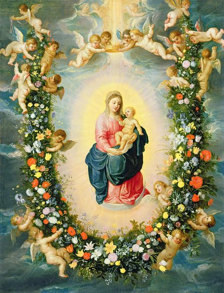 Brueghel and Balen,De Madonna en het kind in een bloemenkrans van finemasterpiece