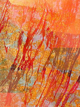 Corals in the Golden Sea a Modern Nature Expressionist in Red Gold Brown by FRESH Fine Art