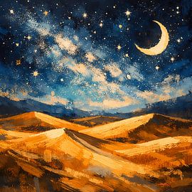 A desert night under the crescent moon by ButterflyPix