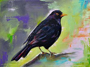 Schilderij Black Bird (Merel)