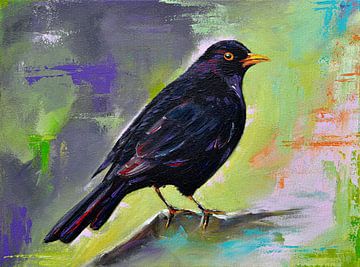 Peinture de l'oiseau noir