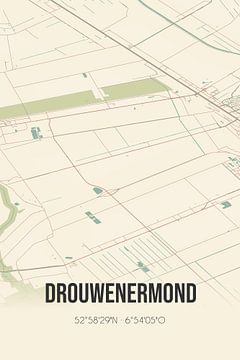 Vintage landkaart van Drouwenermond (Drenthe) van Rezona