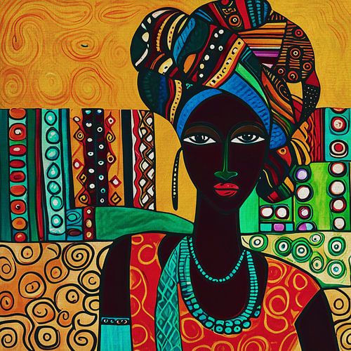 Gestileerd portret van een meisje met donkere huidskleur