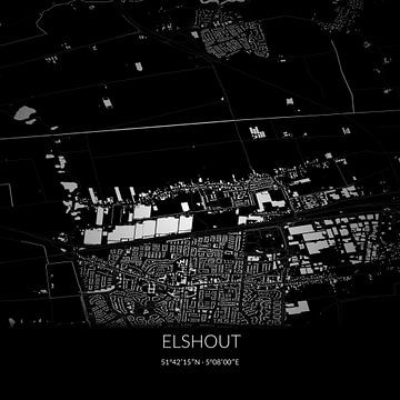 Schwarz-weiße Karte von Elshout, Nordbrabant. von Rezona