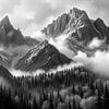 Paysage de montagne en noir et blanc - Une trilogie de trois images (3 de 3) sur AidasignArt