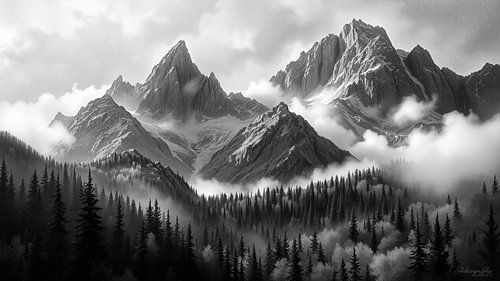 Berglandschap in zwart-wit - Een trilogie van drie foto's (3 van 3)