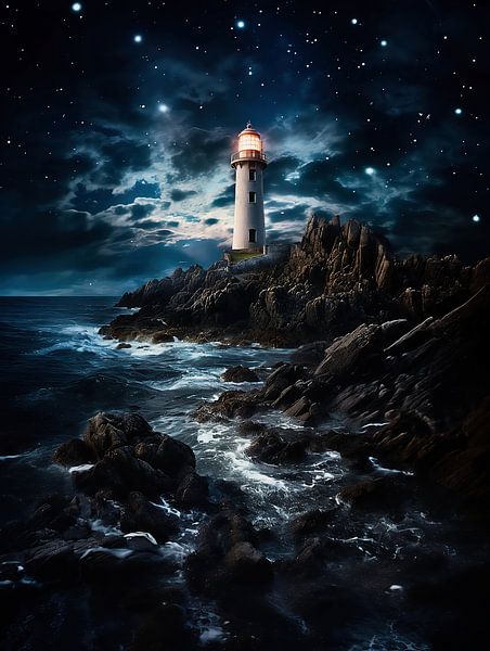 Leuchtturm in der Nacht von fernlichtsicht