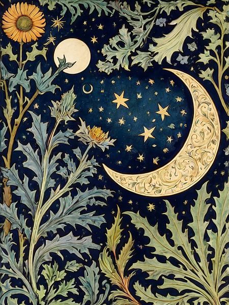 Mond und Sterne Stil William Morris von TOAN TRAN
