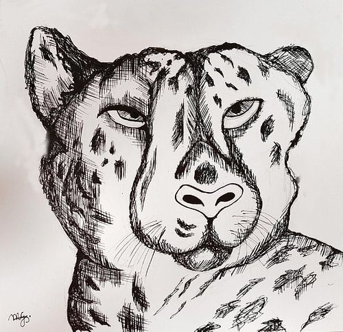 Cheetah dessin à l'encre de Chine.