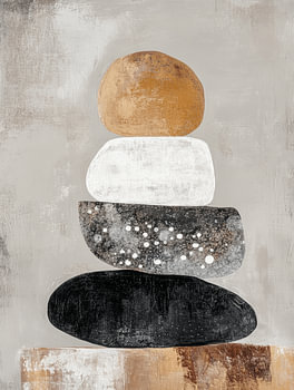 Stacked stones in Japandi style