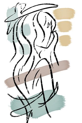 Minimal Art vrouw met hoed