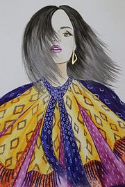Modeillustration mit Muster und Goldakzent