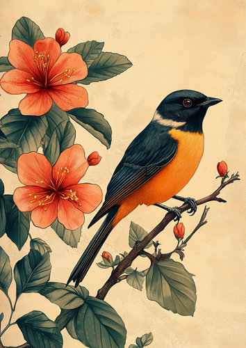 Bird and Hibiscus