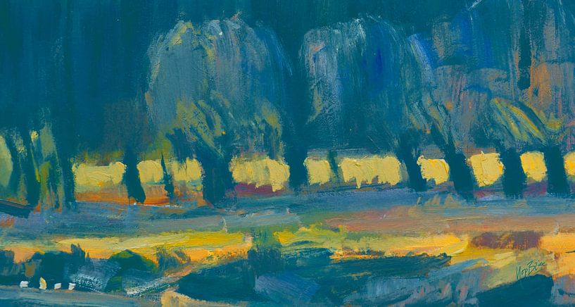 Willows in green and yellow by Nop Briex
