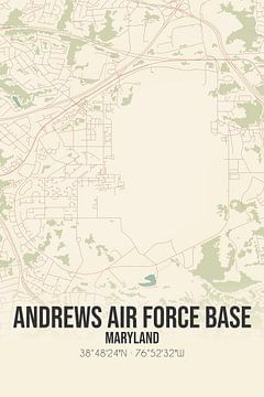 Vintage landkaart van Andrews Air Force Base (Maryland), USA. van MijnStadsPoster