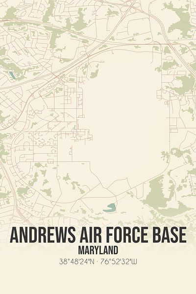 Alte Karte der Andrews Air Force Base (Maryland), USA. von Ortsdrucke