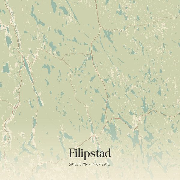 Alte Karte von Filipstad, Schweden. von Ortsdrucke